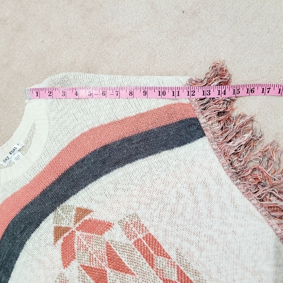 Say What? New York Knit Poncho – Geometric Fringe Design, One Size, Made in USA - Picture 7 of 10